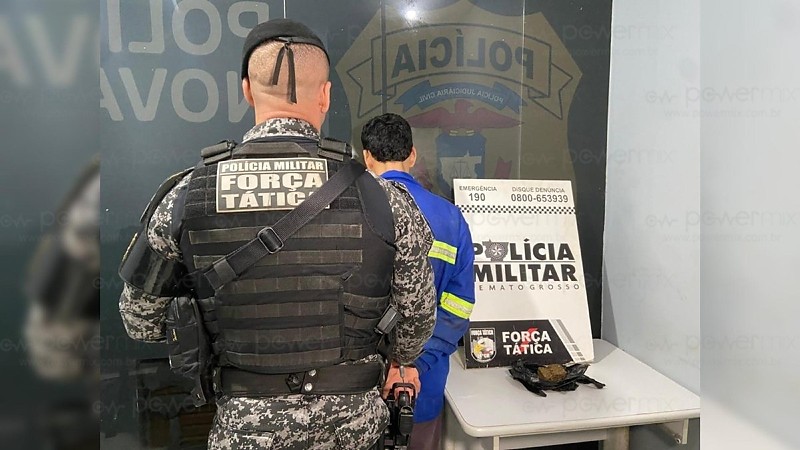 Força Tática apreende adolescente com maconha durante patrulhamento no bairro Edelmira Querubim, em Nova Mutum/MT