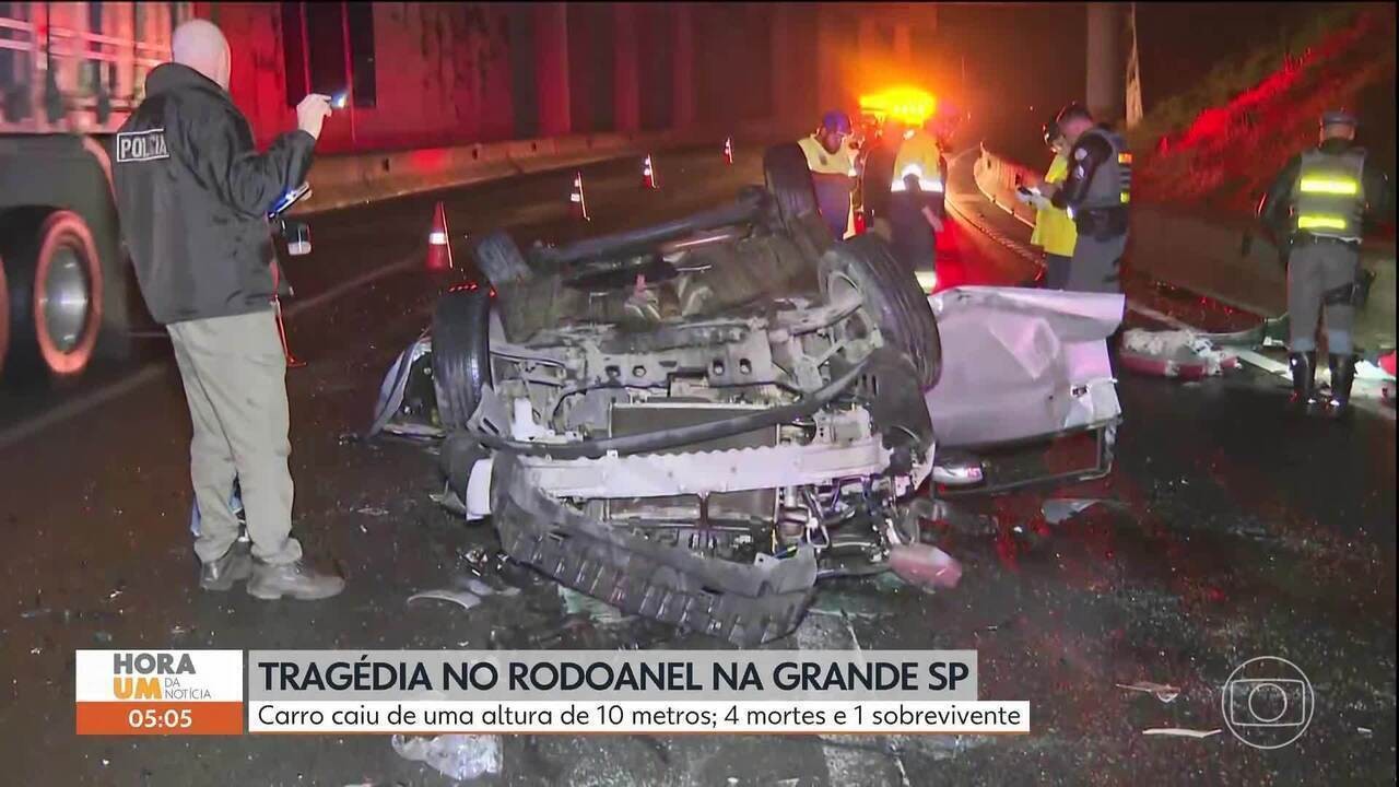 Carro cai de viaduto no Rodoanel e quatro pessoas morrem em São Paulo