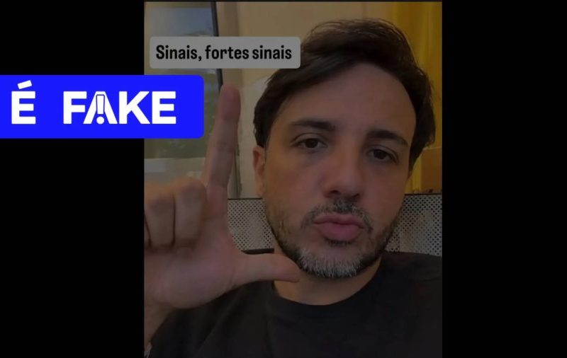Foto de Renan Santos fazendo o L é falsa e criada por IA