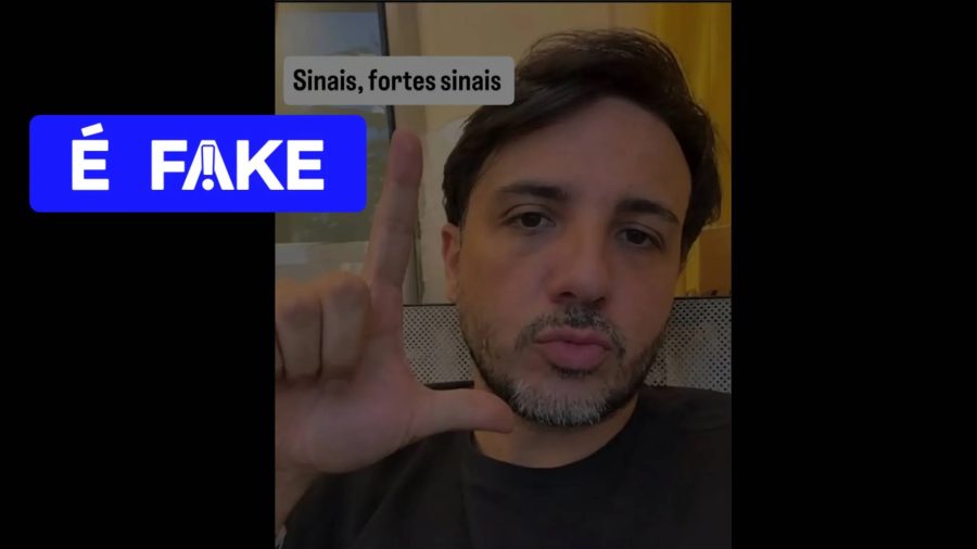 Foto de Renan Santos fazendo o L é falsa e criada por IA