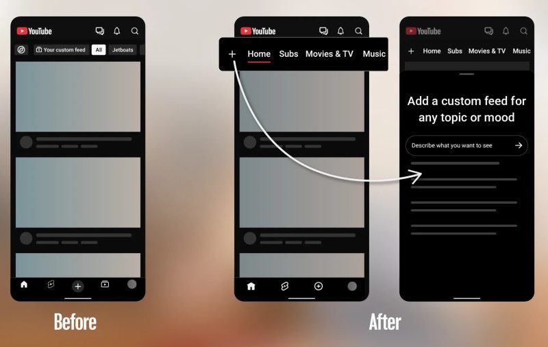 YouTube libera feeds personalizados por comando no app