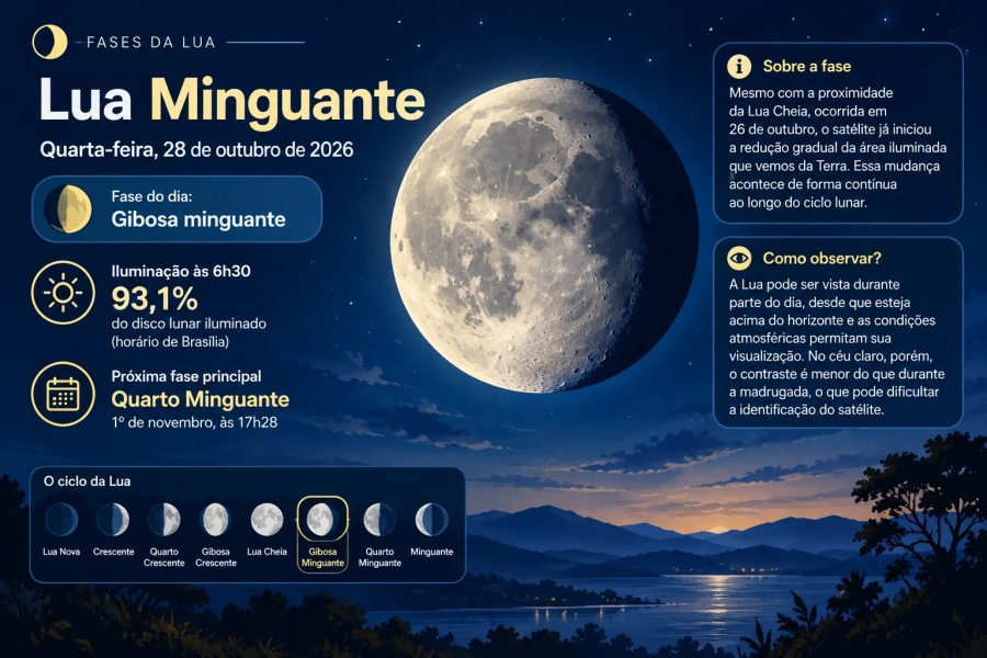 Lua minguante hoje: veja a fase e como observar