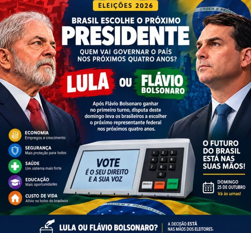 Eleição presidencial: Lula e Flávio Bolsonaro disputam o Planalto