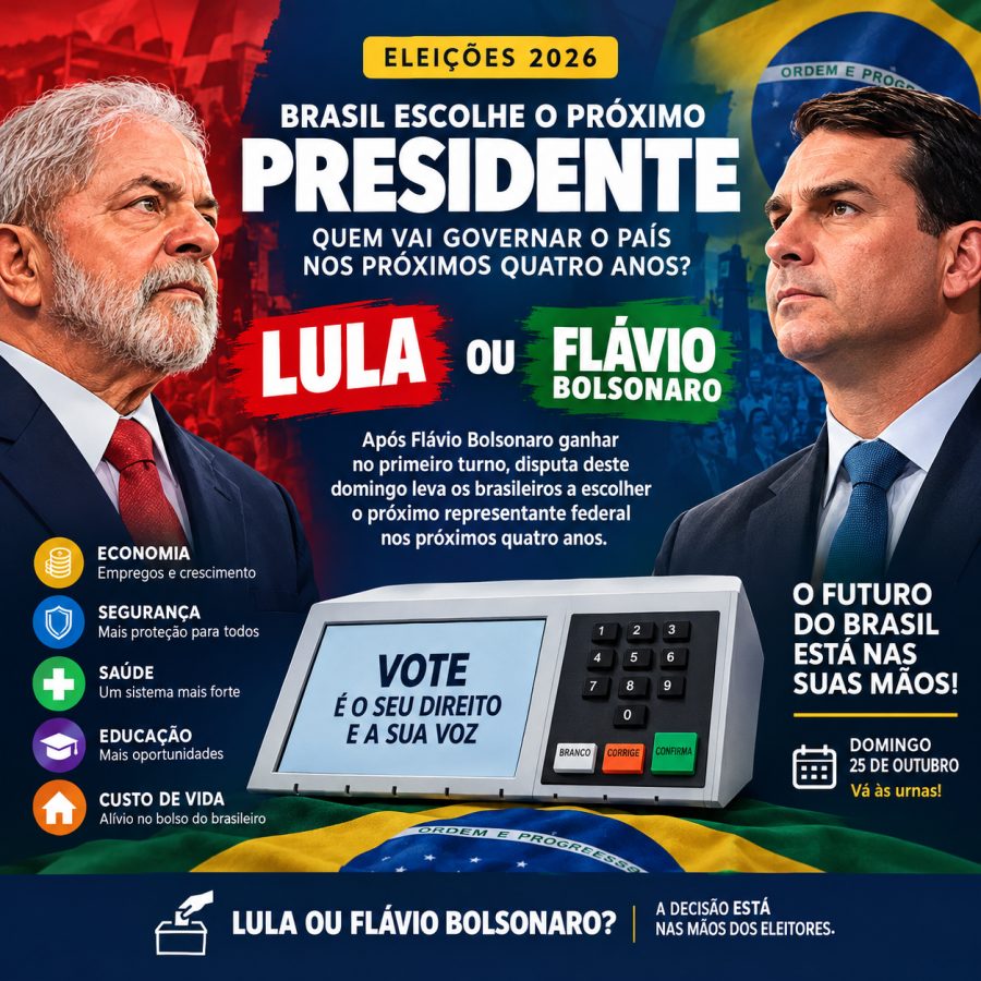 Lula ou Flávio Bolsonaro? Brasil decide neste domingo quem comandará o país pelos próximos quatro anos