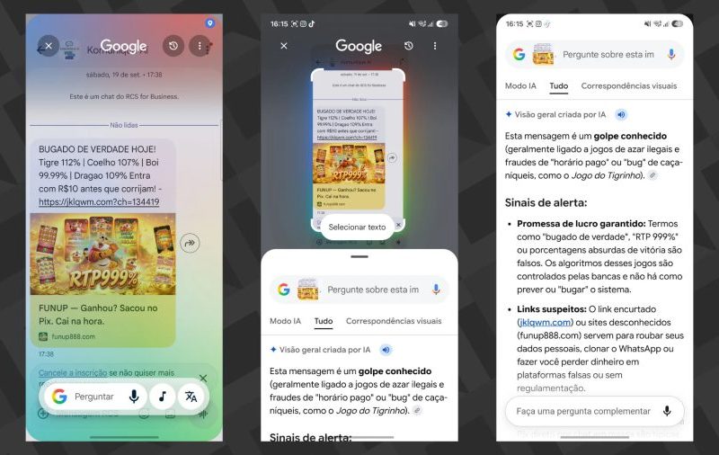 Como identificar golpes por SMS usando o Circule para Pesquisar