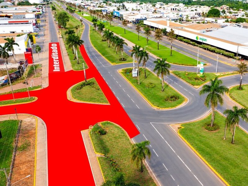 Obras na BR-163 bloqueiam vias em Lucas do Rio Verde