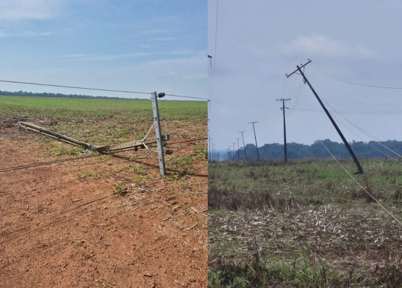 Ventania derruba postes e deixa moradores sem luz no MT