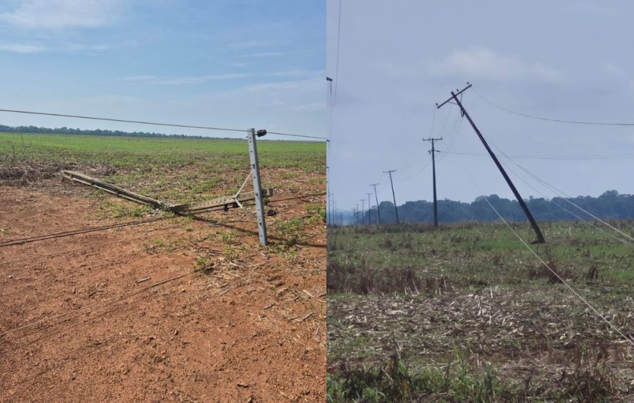 Ventania derruba nove postes e deixa moradores sem energia entre Sinop e Cláudia