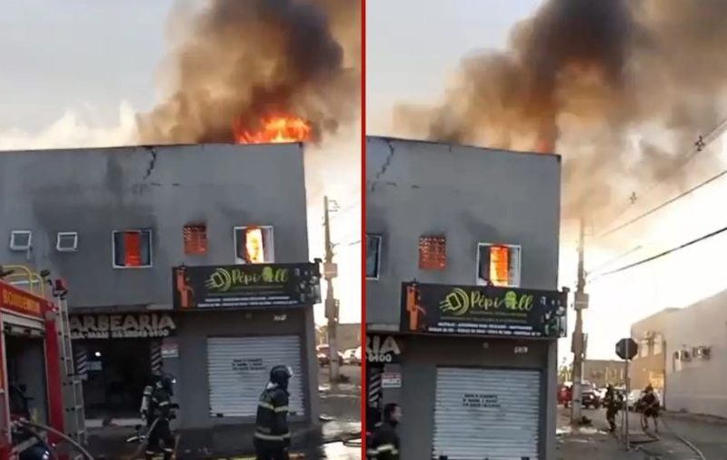 VÍDEO: incêndio atinge quitinete e deixa prédio tomado por fumaça em Cuiabá