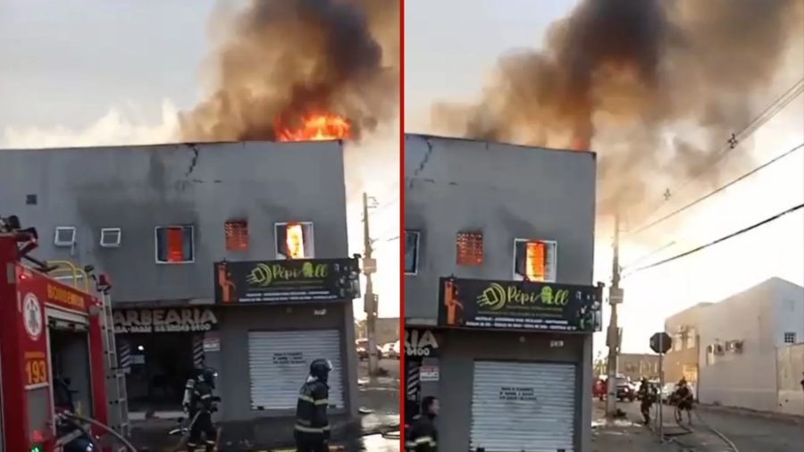 VÍDEO: incêndio atinge quitinete e deixa prédio tomado por fumaça em Cuiabá